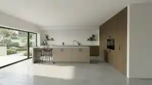 moderne keuken met zachte warme kleuren.jpg